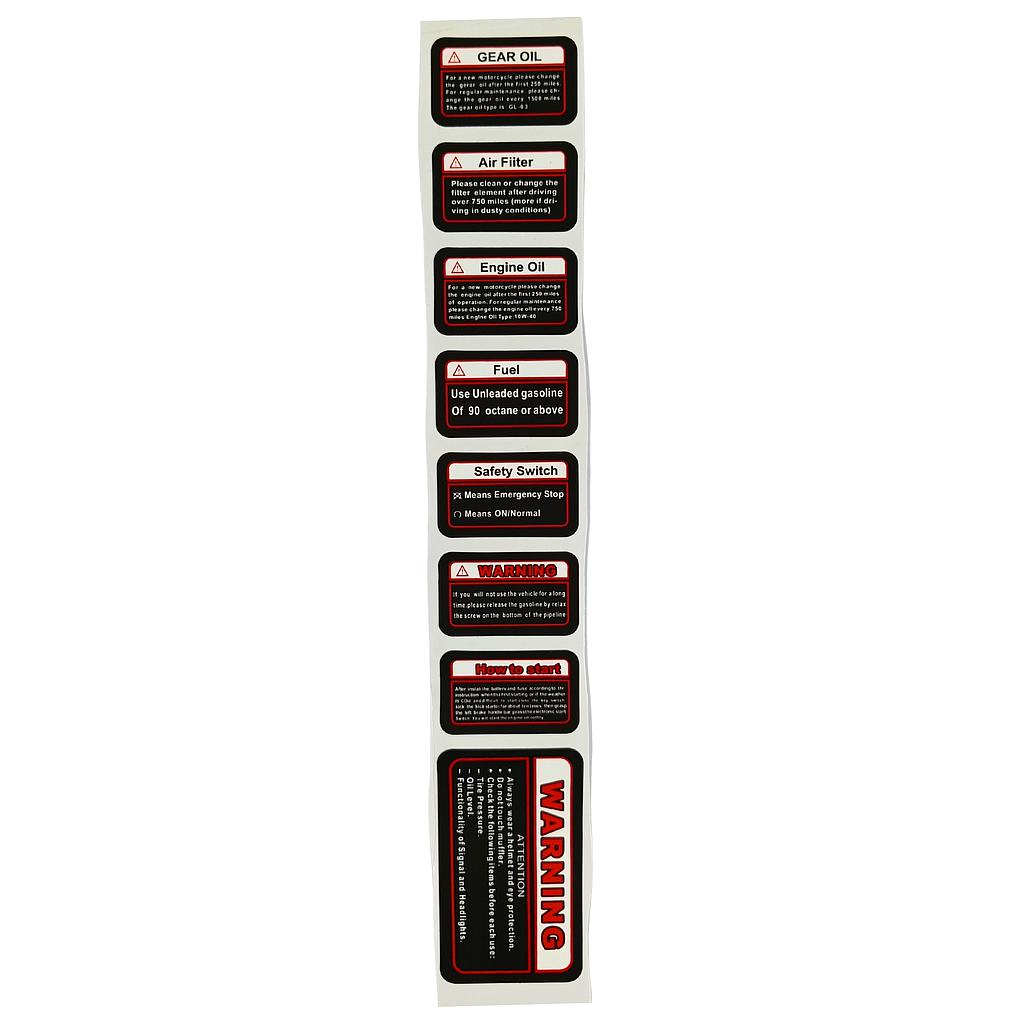 Kit - Autocolantes de aviso - Mytos (EVO 50 / 125)