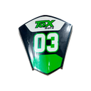 Placa/Porta Numero (dianteira) - Tox VR 50 (QD03 / E-QD03L / QD07 /QD06) mini-ATV 49 (c/ autocolante verde)